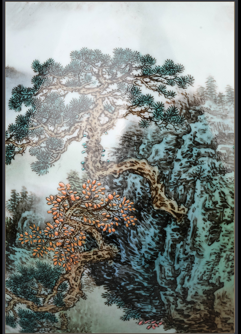 Jingdezhen ceramics shadow green pastel landscape vase Chinese style living room TV ark, flower arranging porch is decorated furnishing articles