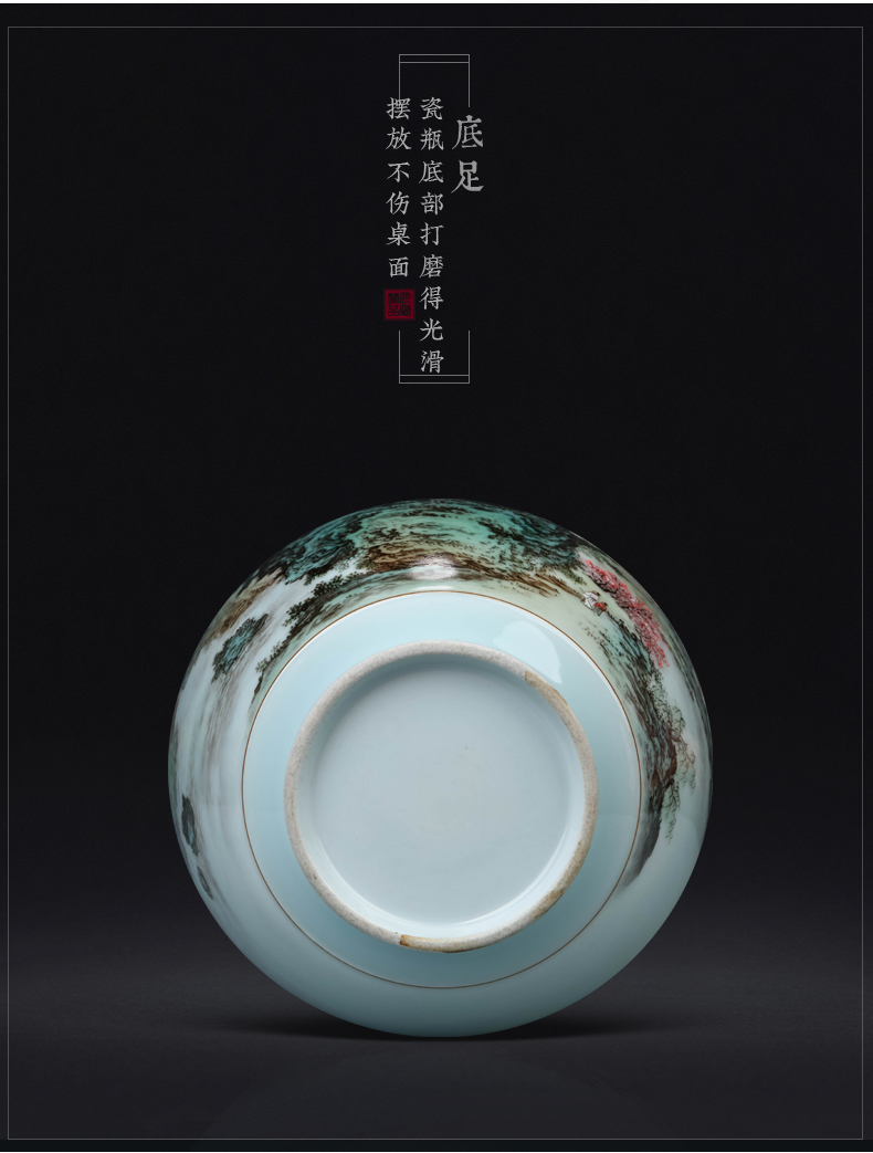 Jingdezhen ceramic celadon hand - made pastel landscape Chinese sitting room porch antique vase TV ark adornment furnishing articles