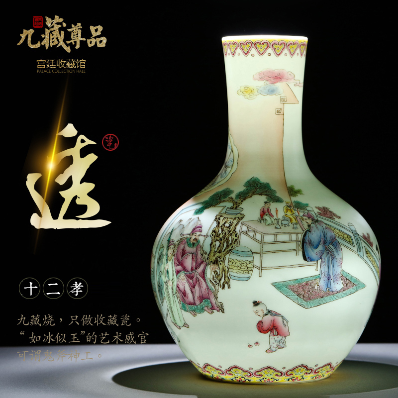 Jingdezhen ceramics twelve filial piety pastel hand - made vases furnishing articles sitting room flower arranging the modern home decoration decoration