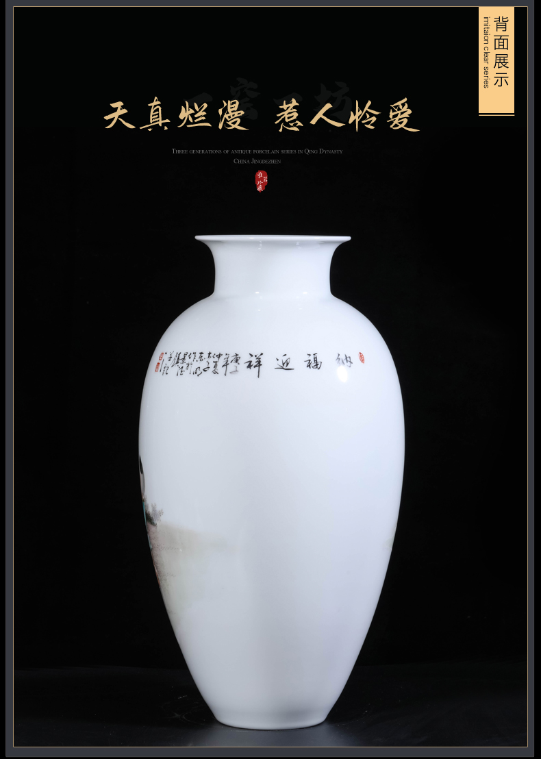 Jingdezhen ceramics dong - Ming li hand - made lad vase Chinese style living room TV ark, flower arranging porch is decorated furnishing articles