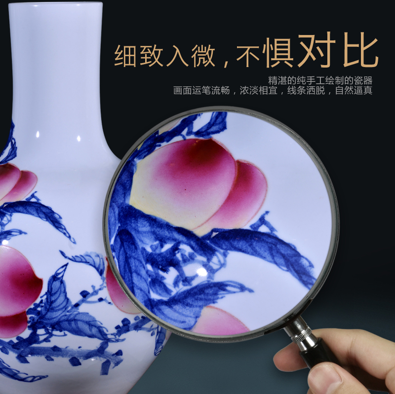 Jingdezhen blue and white youligong Xiong Jian hand - made ceramics vase Chinese style living room TV cabinet decorative furnishing articles arranging flowers