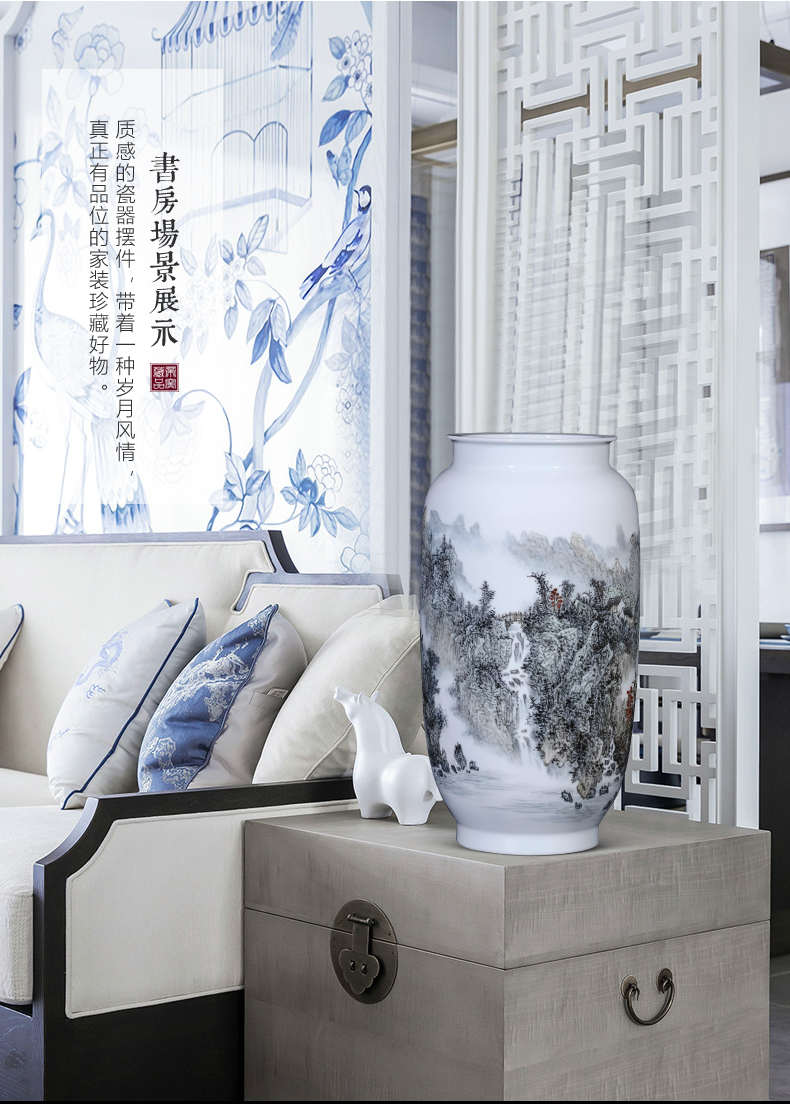 Dong - Ming li hand - made color ink landscape vase of jingdezhen ceramics Chinese style living room TV cabinet porch is decorated furnishing articles