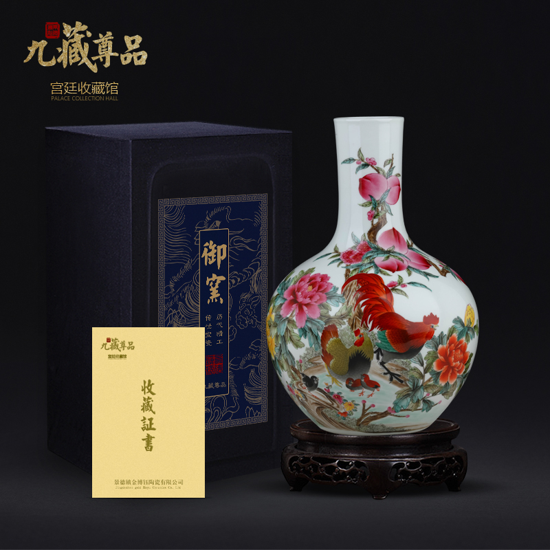 Jingdezhen ceramics famous hand - made family vase Chinese style living room TV ark, flower arranging porch is decorated furnishing articles