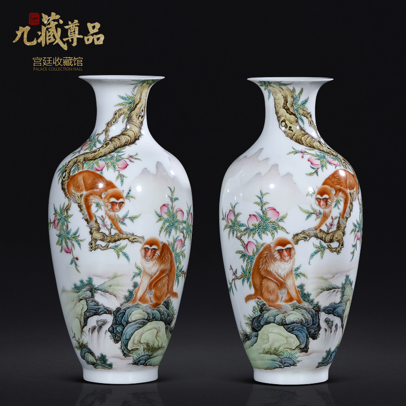 The Teacher handpainted pastel monkey sitting room porch rich ancient frame of new Chinese style decoration vase of jingdezhen ceramics furnishing articles
