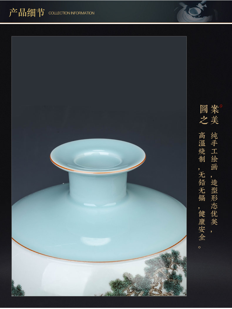 The Master of jingdezhen ceramic hand - made pastel landscape vase Chinese style living room TV ark, flower arranging porch is decorated furnishing articles