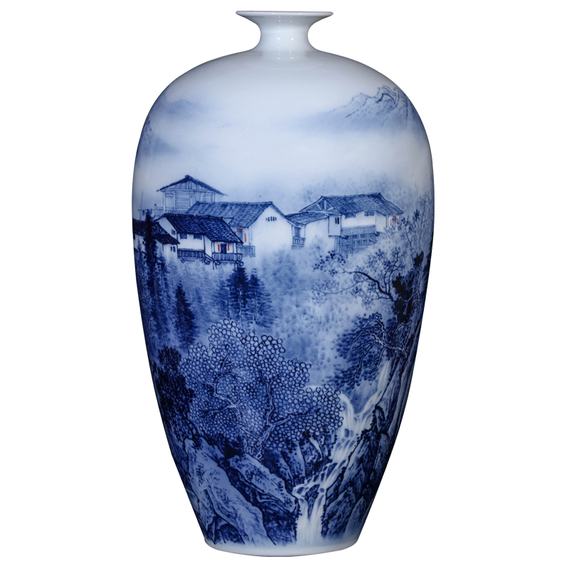 Jingdezhen ceramic dong - Ming li hand - made scenery of blue and white porcelain vase Chinese sitting room porch TV ark, furnishing articles