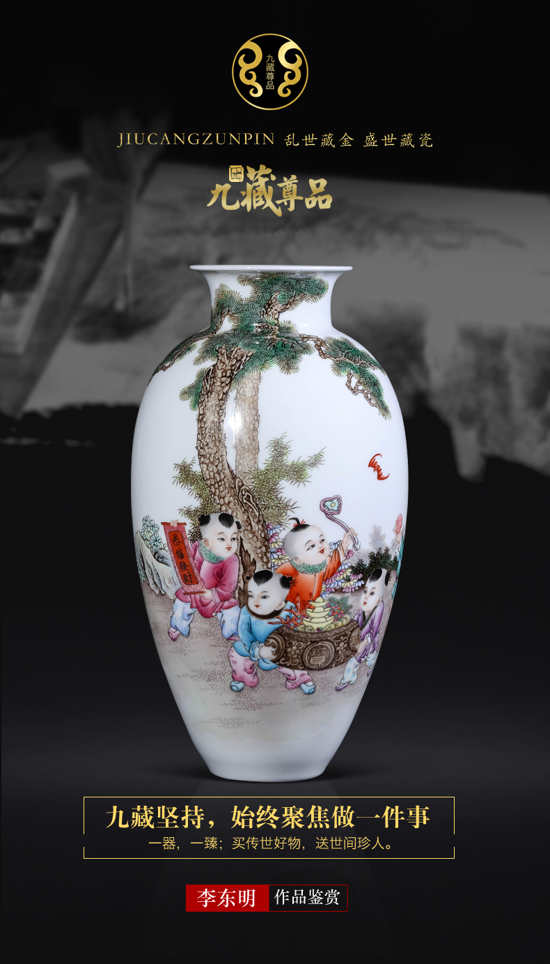 Jingdezhen ceramics dong - Ming li hand - made lad vase Chinese style living room TV ark, flower arranging porch is decorated furnishing articles