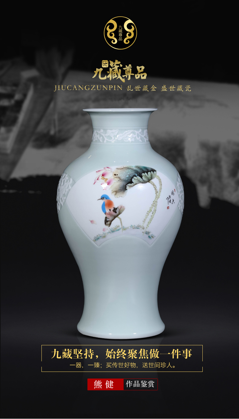 The Master of jingdezhen ceramics hand - made vases, new Chinese style living room porch TV ark, flower arranging decoration as furnishing articles