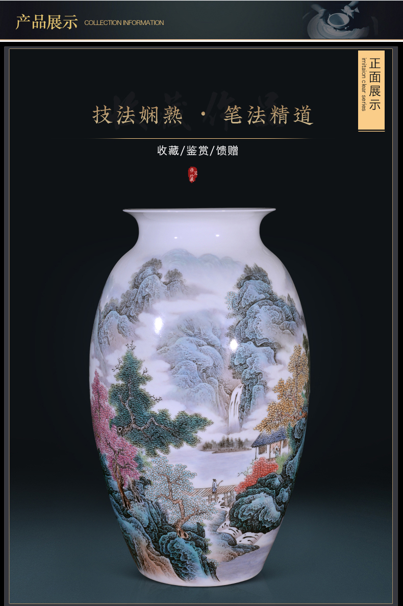 Jingdezhen ceramics vase Wang Guangtian hand - made hill singing springs, Chinese style living room TV cabinet decorative furnishing articles arranging flowers