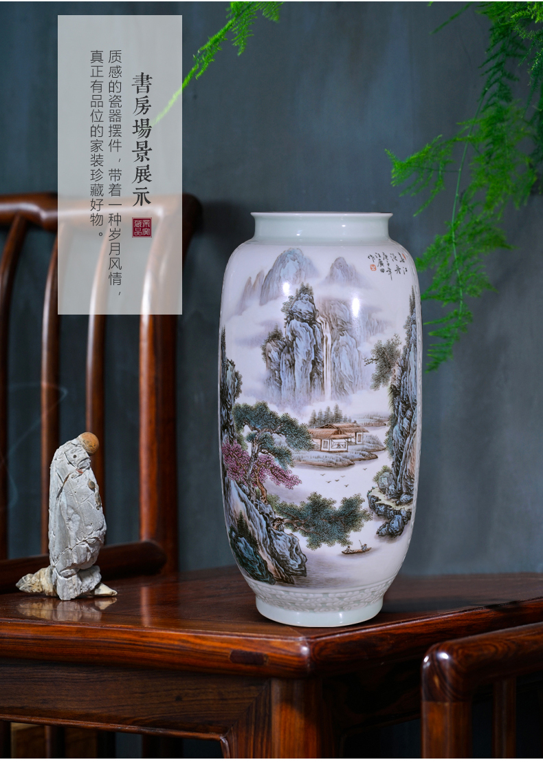 Jingdezhen ceramics Wang Guangtian hand - made chunjiang boat vase Chinese style living room TV cabinet decorative furnishing articles arranging flowers