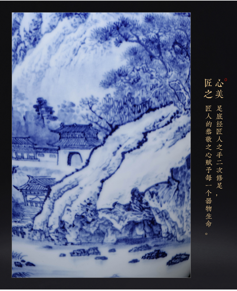 Dong - Ming li master hand - made scenery of blue and white porcelain vase Chinese jingdezhen ceramics sitting room porch TV ark, furnishing articles