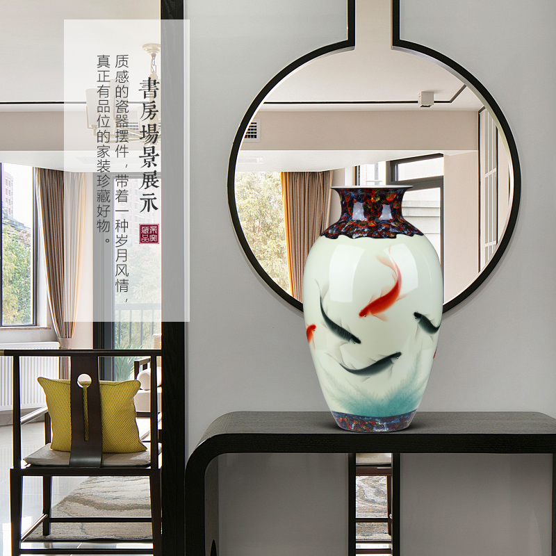 The Master of jingdezhen ceramics hand - made goldfish vase Chinese style living room TV ark, flower arranging decoration as furnishing articles