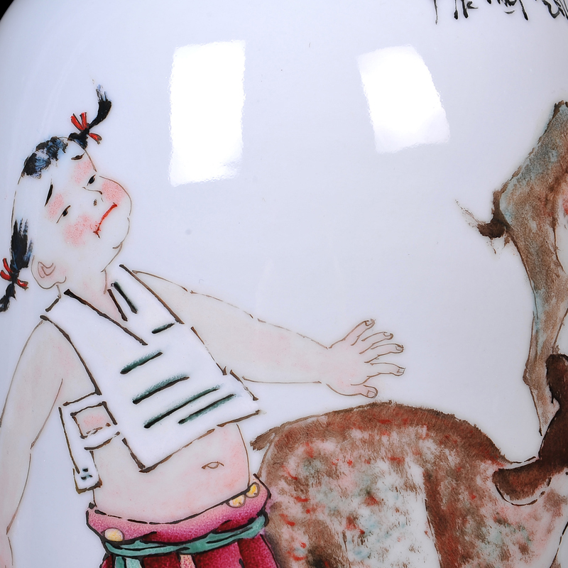 The Master of jingdezhen ceramics hand - made enamel vase deer rui tong qu I sitting room home handicraft furnishing articles