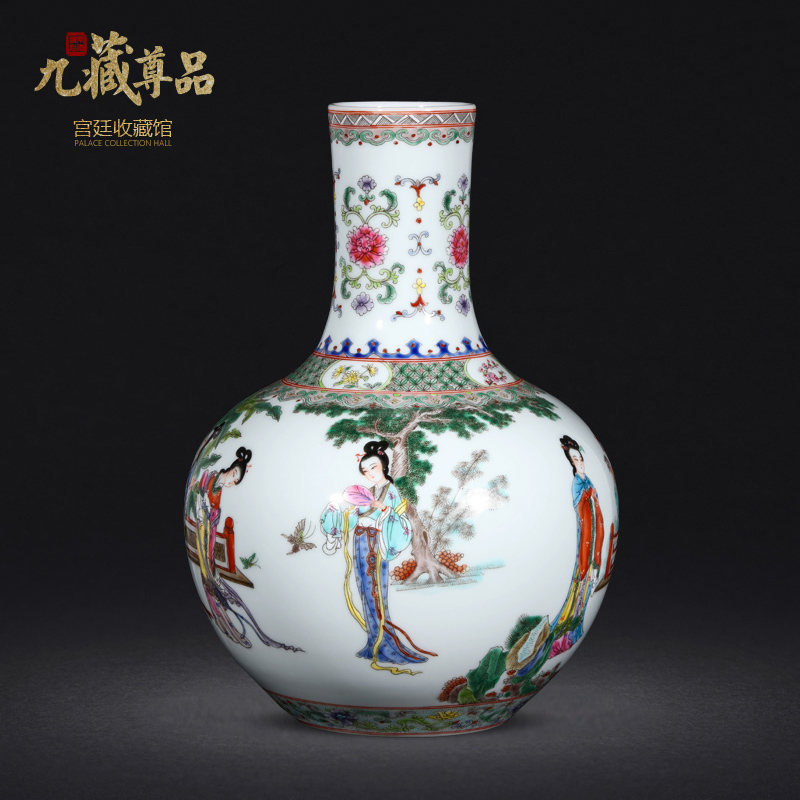 Jingdezhen ceramic vases, antique hand - made pastel yudhoyono tree sitting room TV ark, home decoration furnishing articles