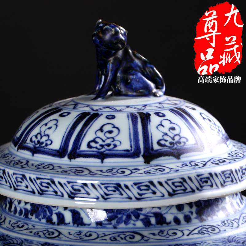 Jingdezhen ceramics imitation of yuan blue and white youligong medallion hollow out blue pot vase household crafts are sitting room