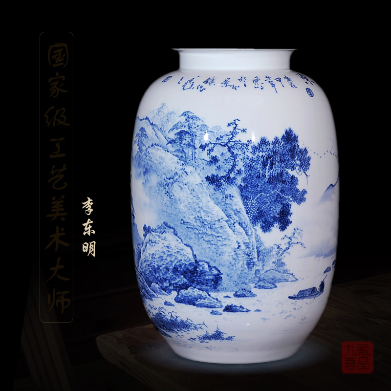 Jingdezhen ceramics dong - Ming li hand picked home sitting room crafts are blue and white porcelain vase