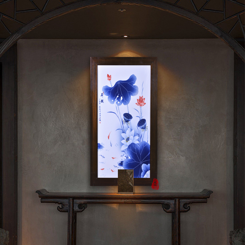 Jingdezhen ceramics Liu Shuwu hand - made lotus rhyme adornment porcelain plate paintings of Chinese style household crafts