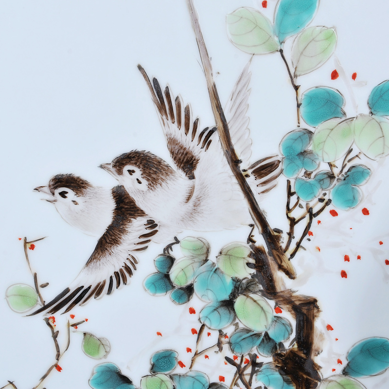 Jingdezhen ceramics Feng Huiying hand - made charactizing a fine spring day four screen porcelain plate painting the sitting room adornment household furnishing articles