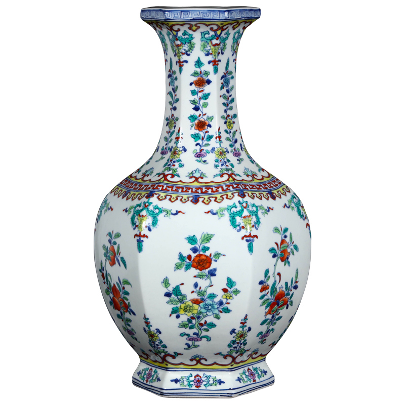 Jingdezhen ceramics vase furnishing articles celebrity hand - made ceramic vase archaize ceramic vases, bucket color hexagonal vase