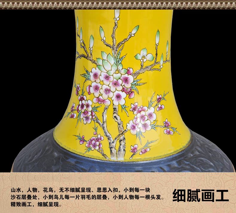 Jingdezhen ceramic vases, antique hand - made landing pastel yellow while the French vase furnishing articles