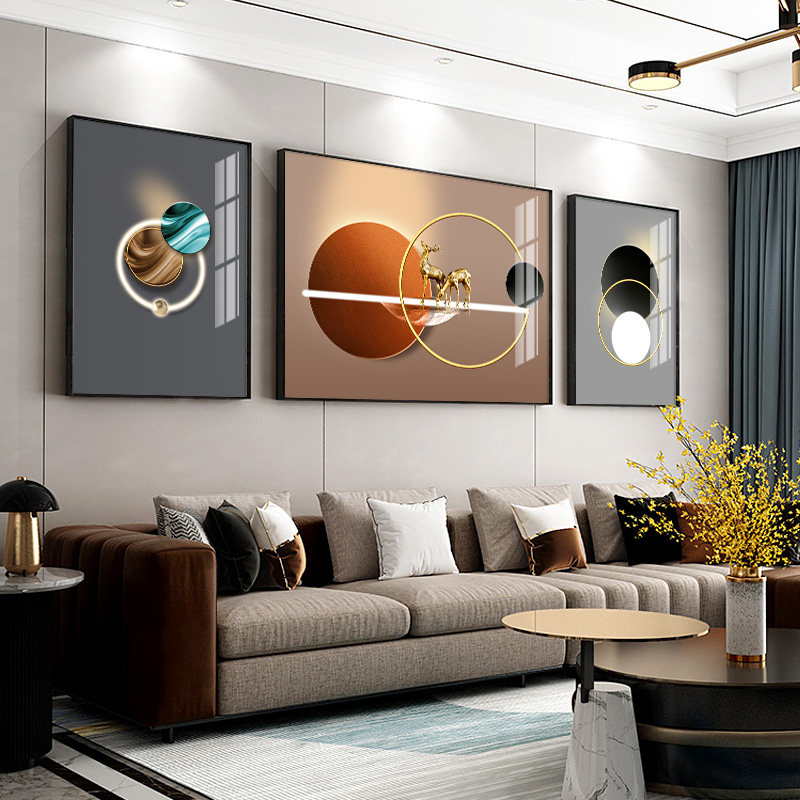 2021 simple sofa background wall decorative painting modern light luxury living room hanging painting abstract Triple painting wall painting wall painting mural