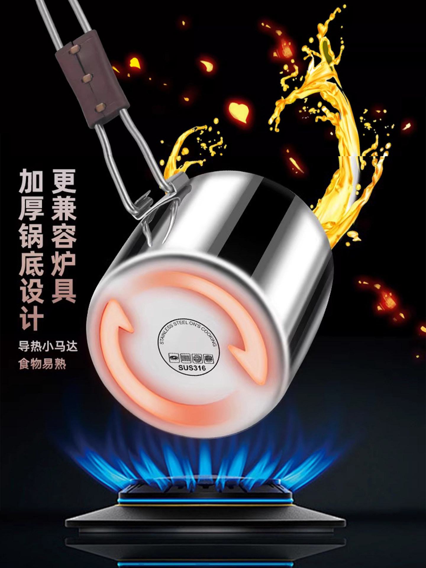 304L Stainless Steel Frying Pan, Household Mini Frying Pan, Small Pan for Frying Eggs, Oil-Saving, Multi-Functional, Suitable for Induction Cooker and Gas Stove