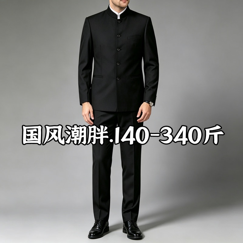 Light Luxury 175kg Plus Size Loose-Fitting Zhongshan Suit for Men, Chinese-Style Stand Collar Custom Wedding Suit Set Light Luxury 175kg Plus Size Loose-Fitting Zhongshan Suit for Men, Chinese-Style Stand Collar Custom Wedding Suit Set