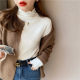 Velvet half turtleneck bottoming shirt for women, autumn and winter 2023 new style white high-end fungus edge mid-collar top