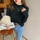 Women's 2024 new bottoming shirt for inner wear, spring and autumn black mid-collar sweater, autumn and winter half turtleneck loose top for outer wear