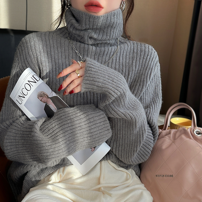 タートルネックのボトムシャツ、レディース秋冬2025新スタイル、パイルカラーニットセーター、冬インナー、ホワイトセーター、おしゃれトップス