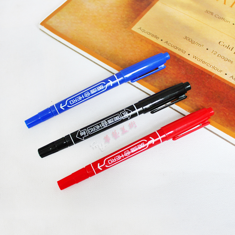 hero hero small double head signature pen thickness two waterproof speed dry not dropping color fine art special hook pen student