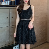 Korean suspender dress 2021 new summer gentle fairy wind skirt Hepburn Can sweet salt waist A- line dress