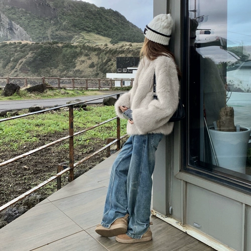 Модернизирован с фальшивой шерстью 2,0, обновление v -neck с двойным имитационным имитацией лиса шерсть для волос для волос, зимний экологически чистый мех зимой