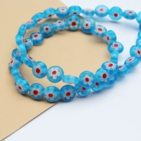 Озеро синие и красные цветы 8мм, около 44 шт.