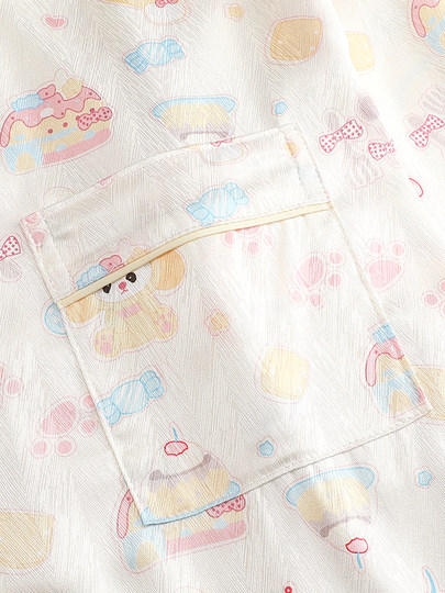 Butter Cake Ice Silk Pajamas for Women, Summer Cool Short-Sleeved with Chest Pad, One-Piece Summer Silk Loungewear Set