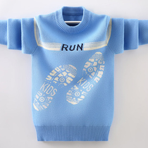 Childrens sweater plus velvet thickening medium and big boys and girls round neck autumn and winter pullover bottoming shirt 12-year-old boy Korean version of the Western style
