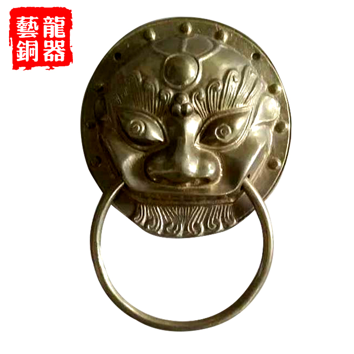 Pure copper lion head antique door knocker lion head handle new Chinese furniture door handle unicorn tiger head handle