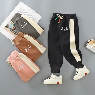 儿童加绒加厚运动裤秋冬外穿保暖裤