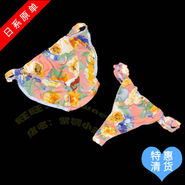 Japanese original single women's original single exquisite printing cute sexy cute low waist briefs thong panties multicolor