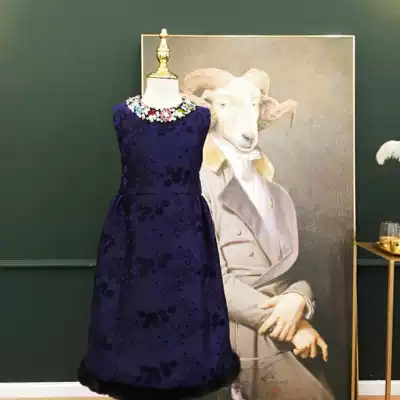 Diary of princess 2018 autumn and winter children's clothing Girls dress skirt Heavy industry Beaded lace sundress