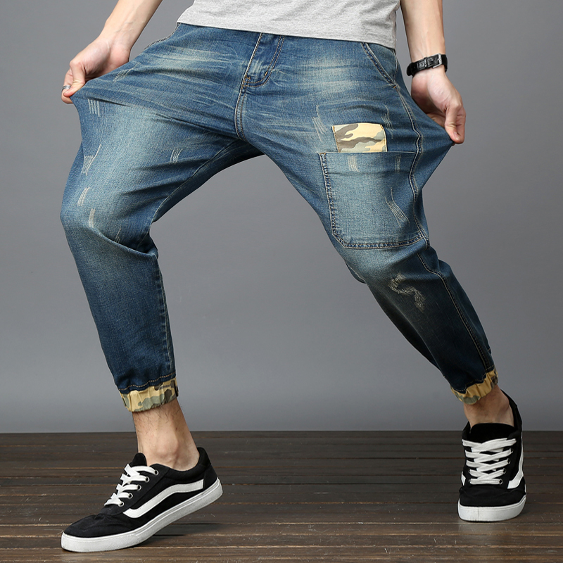 Summer High-Stretch Loose Plus-Size Men's Pants, Slightly Overweight, Extra Large Shorts, Cropped Pants, Plus-Size Denim Trendy Fat Guy 9