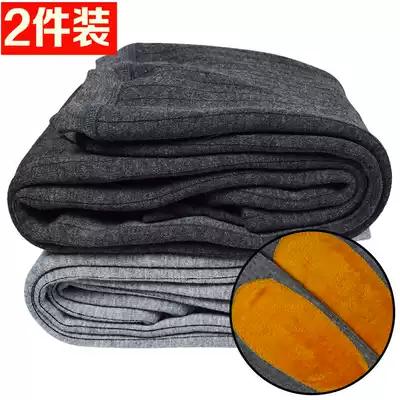 Winter middle-aged and elderly warm pants men plus velvet thickened loose large size high waist knee pads bottomed velvet pants slim cotton pants