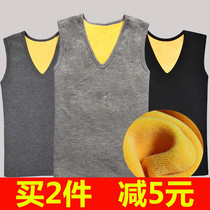Warm vest mens velvet thickened womens cotton slim fit vest wide shoulder base underwear sleeveless waistcoat autumn and winter