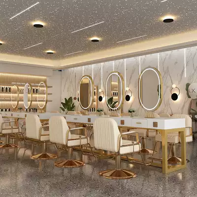 Net red shop hair salon special mirror table simple floor mirror cabinet integrated European Wall tide model