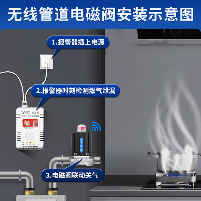 Natural Gas Automatic Shut-Off Valve Solenoid Valve Electromagnetic Emergency Shut-Off Valve Natural Gas Safety Self-Closing Valve Gas Shut-Off Valve
