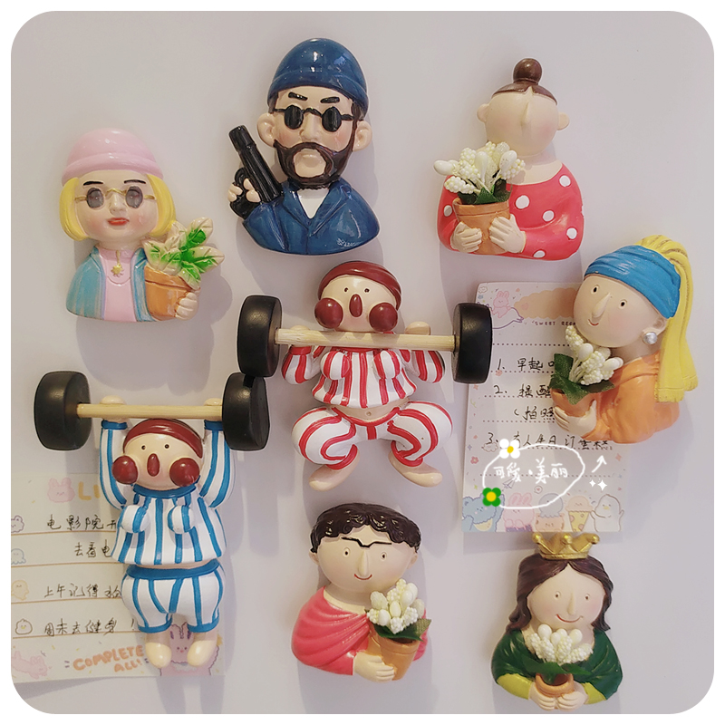 Cartoon three-dimensional funny funny characters refrigerator stickers magnetic stickers resin magnetic message stickers personalized refrigerator decorative magnets