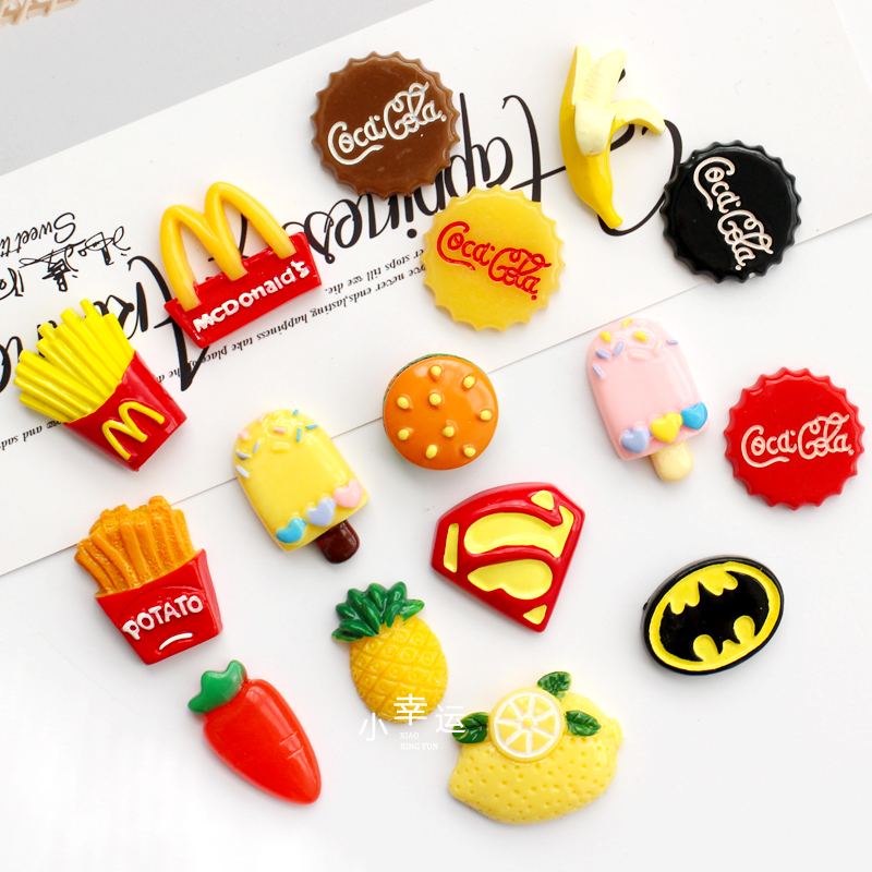 Cartoon cute 3D three-dimensional french fries hamburger refrigerator stickers superman logo magnet magnet buckle gourmet stickers