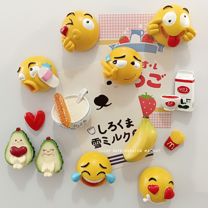 Cartoon 3D Funny Emoticon Package Refrigerator Magnetic Sticker Resin Magnetic Sticker Refrigerator Door Decorative Magnetic Sticker Message Sticker