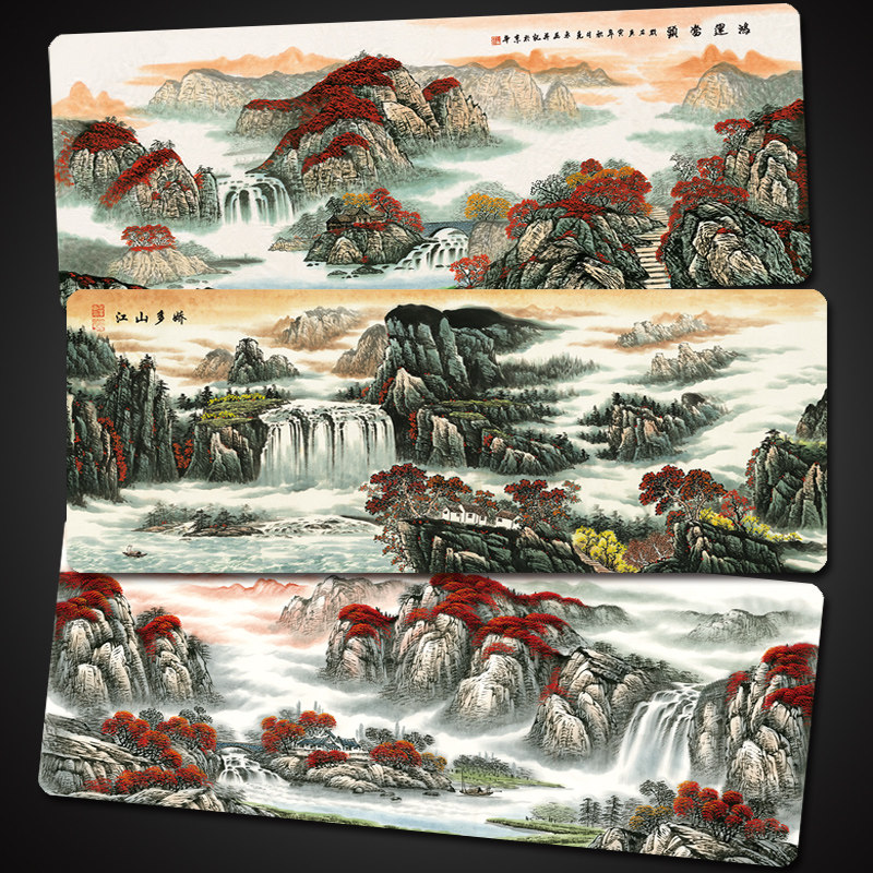 Slip Rat Mat Oversized China Wind Table Mat Landscape Country Painting Large Size Slip Rat Mat Office Home Computer Pen Electric Desk Mat