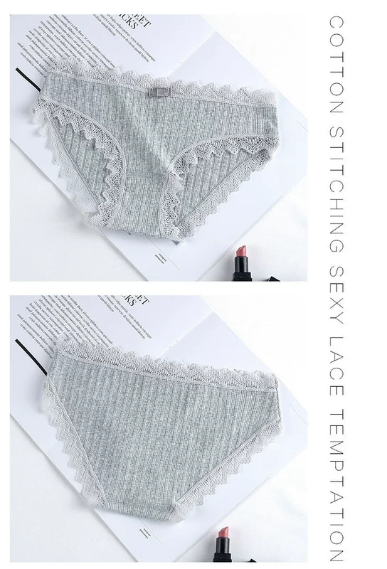 Đồ lót cô gái dễ thương Nhật Bản Đồ lót bằng vải cotton nữ thấp eo Ren bên cạnh tóm tắt liền mạch bán buôn quần lót đôi